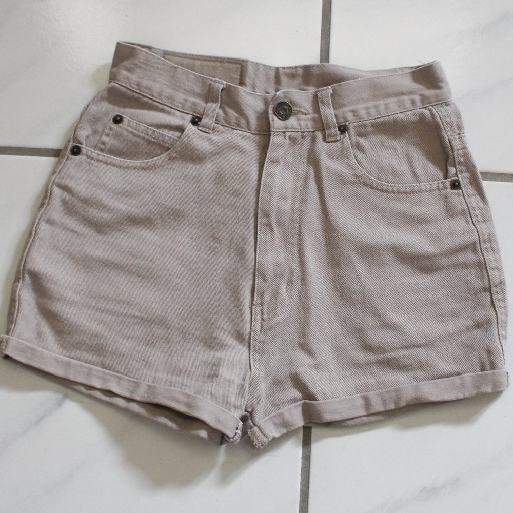 Reflection Jeans | High Waisted Denim Shorts | Light Brown | Vintage